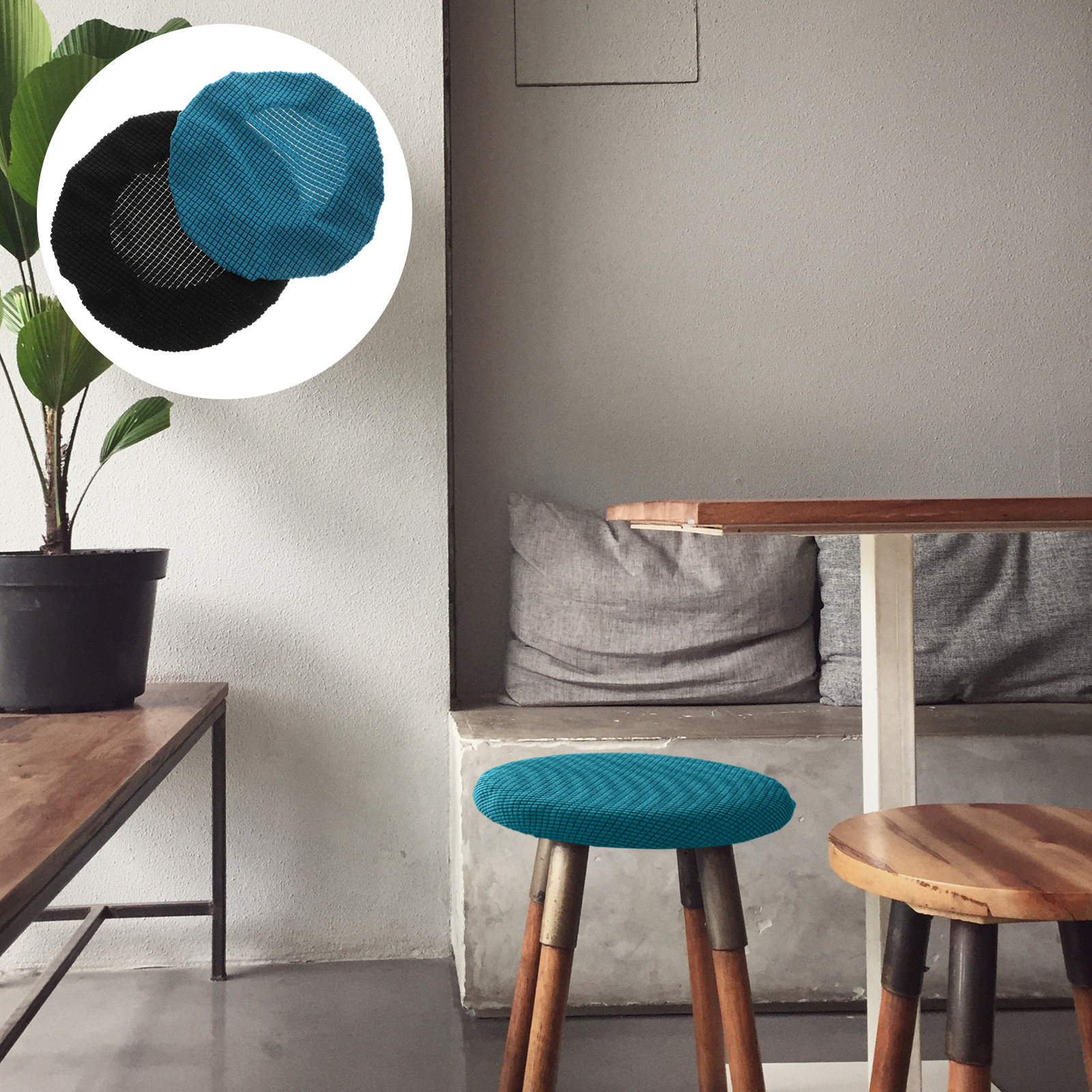 Home Decor Sofa - 2Pcs Round Stool Covers Elastic Stretchable