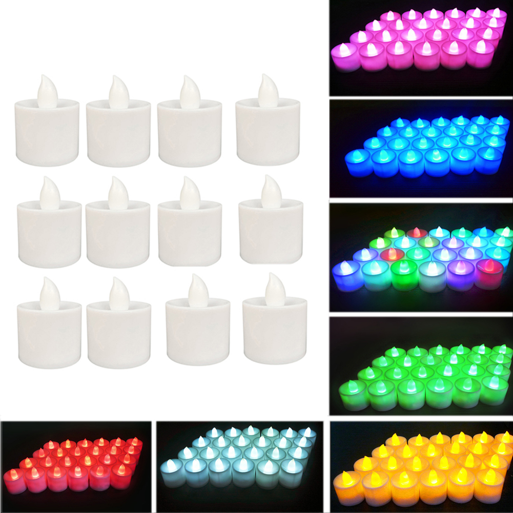 Home Decor White - 12pcs Mini LED Candle Lights, Flameless