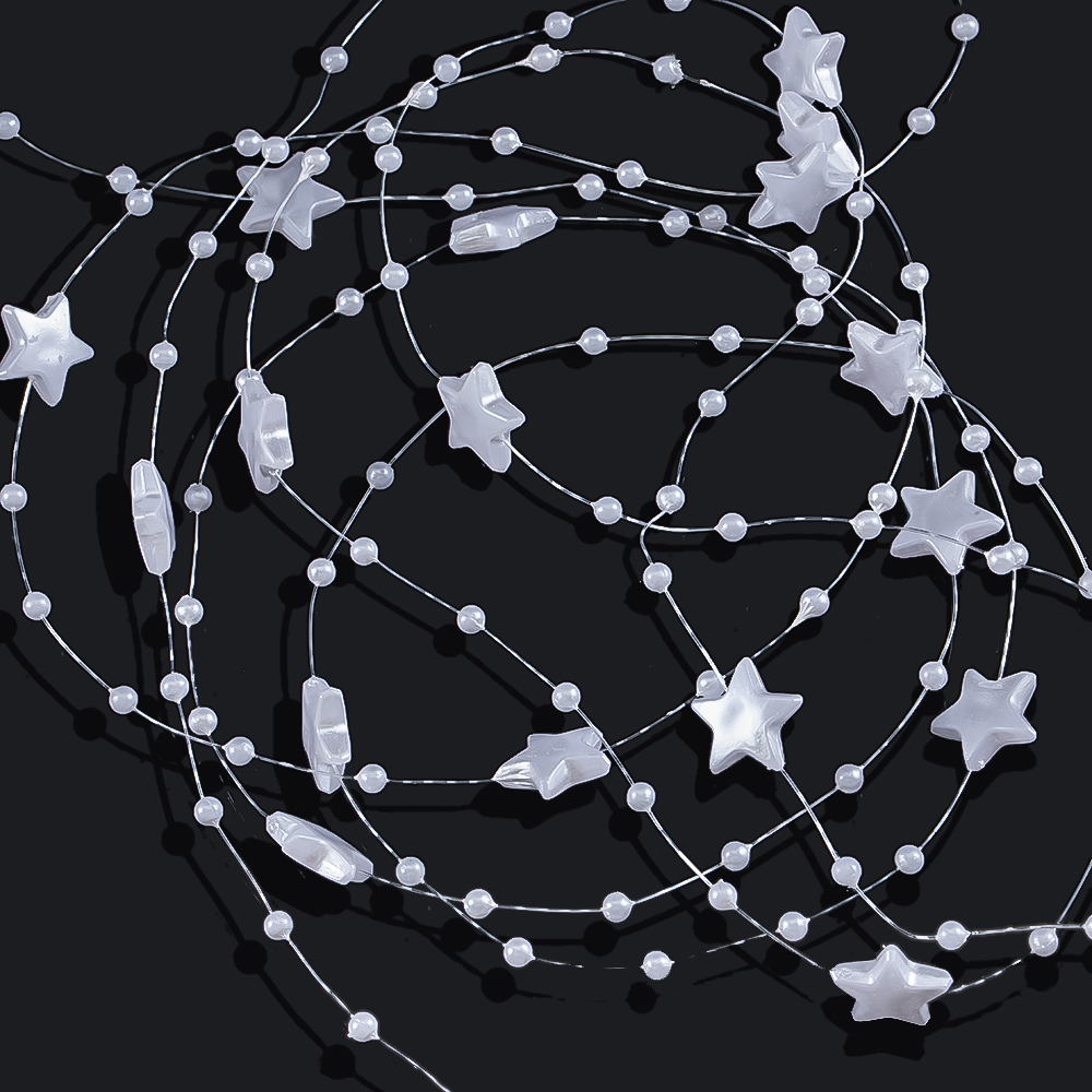Home Decor White - 10Meters White Color Star Beads Chain