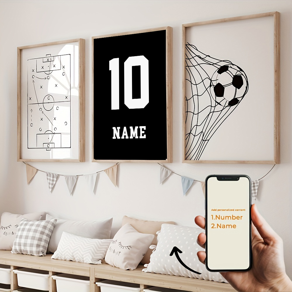 Home Decor White - 3pcs/Set Custom Football Player Name &