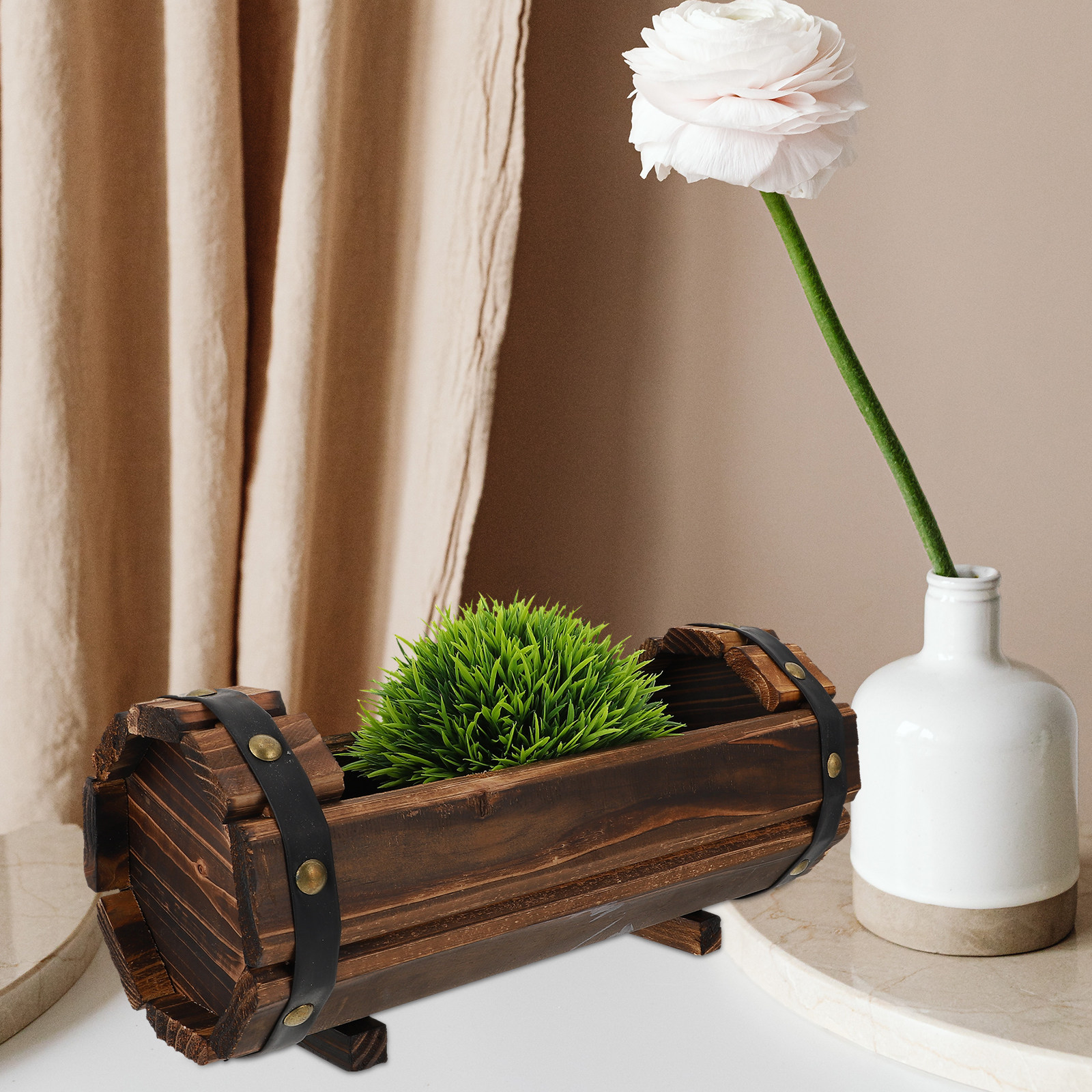 Succulent Planter Pot - 1Pcs Carbonized Anti-Corrosion Wooden Flower Box