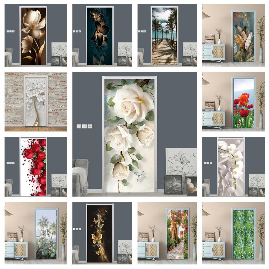 Home Decor On Sale - White Rose Flower Wallpaper For Door