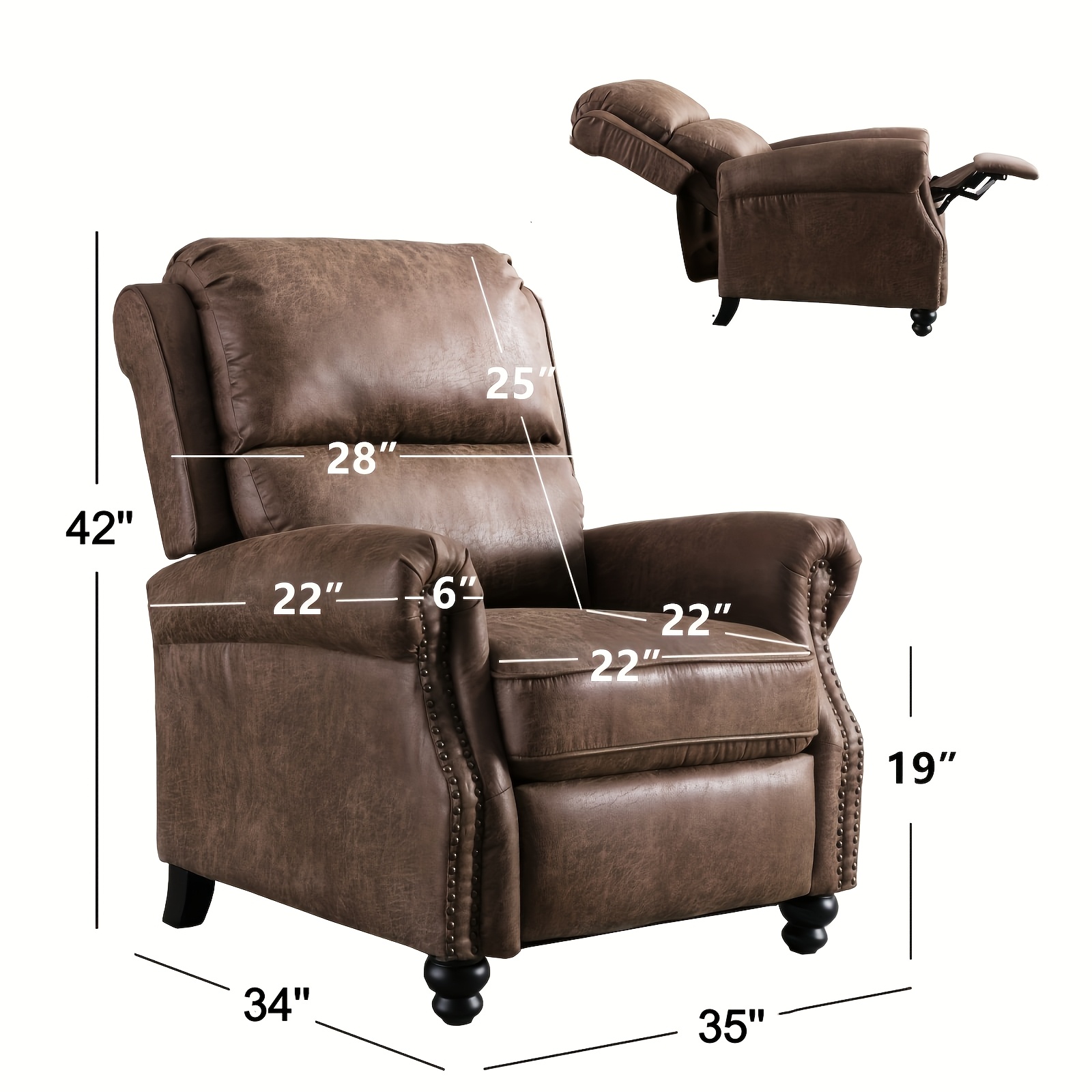 Pushback Recliner Chair Faux L - Home Decor Sofa reseña y precio