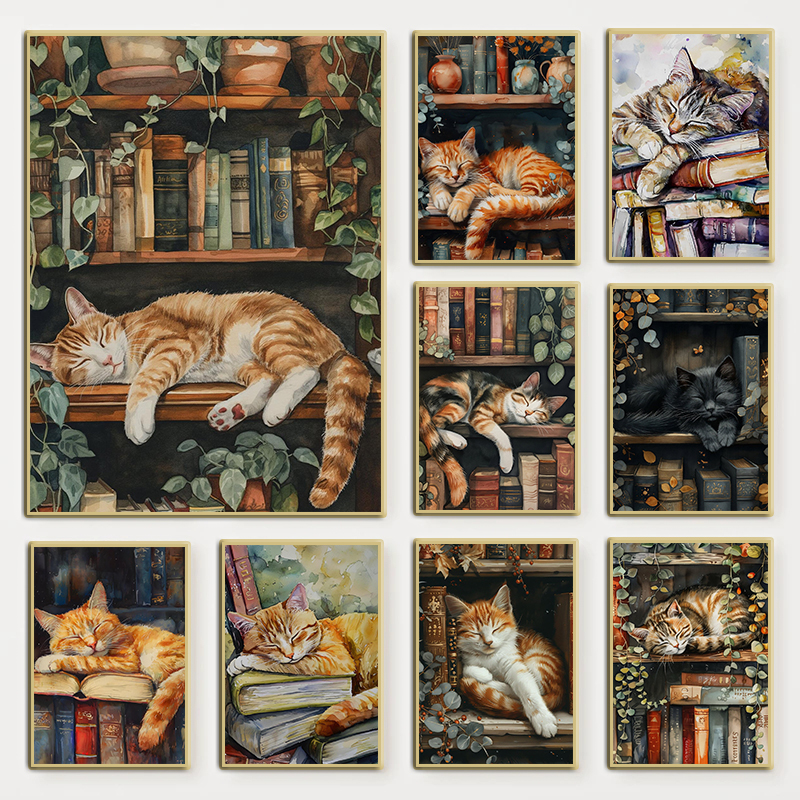 Cute Cat and Book Poster Victo - Home Decor Catalog reseña y precio