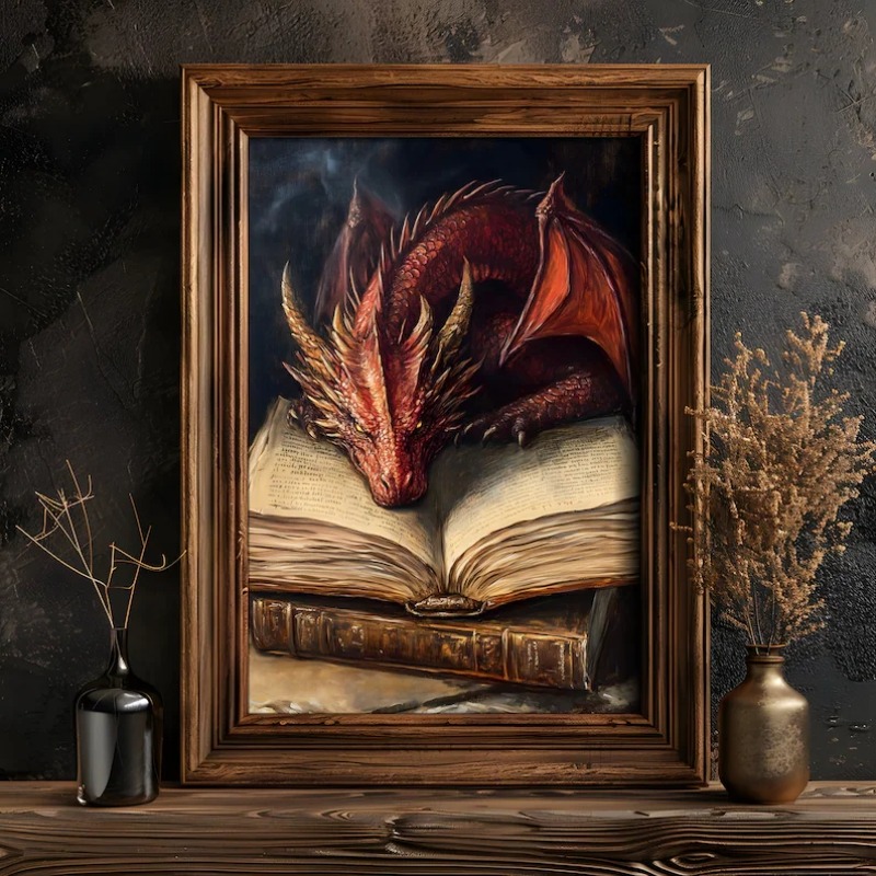Large Dragon Reading Book Post - Home Decor Catalog reseña y precio