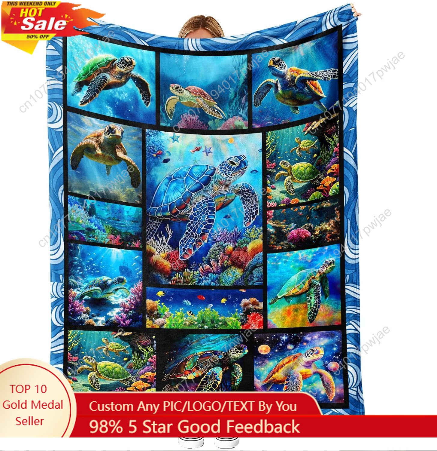 Sea Turtle Flannel Throw Blank - Home Decor Sofa reseña y precio