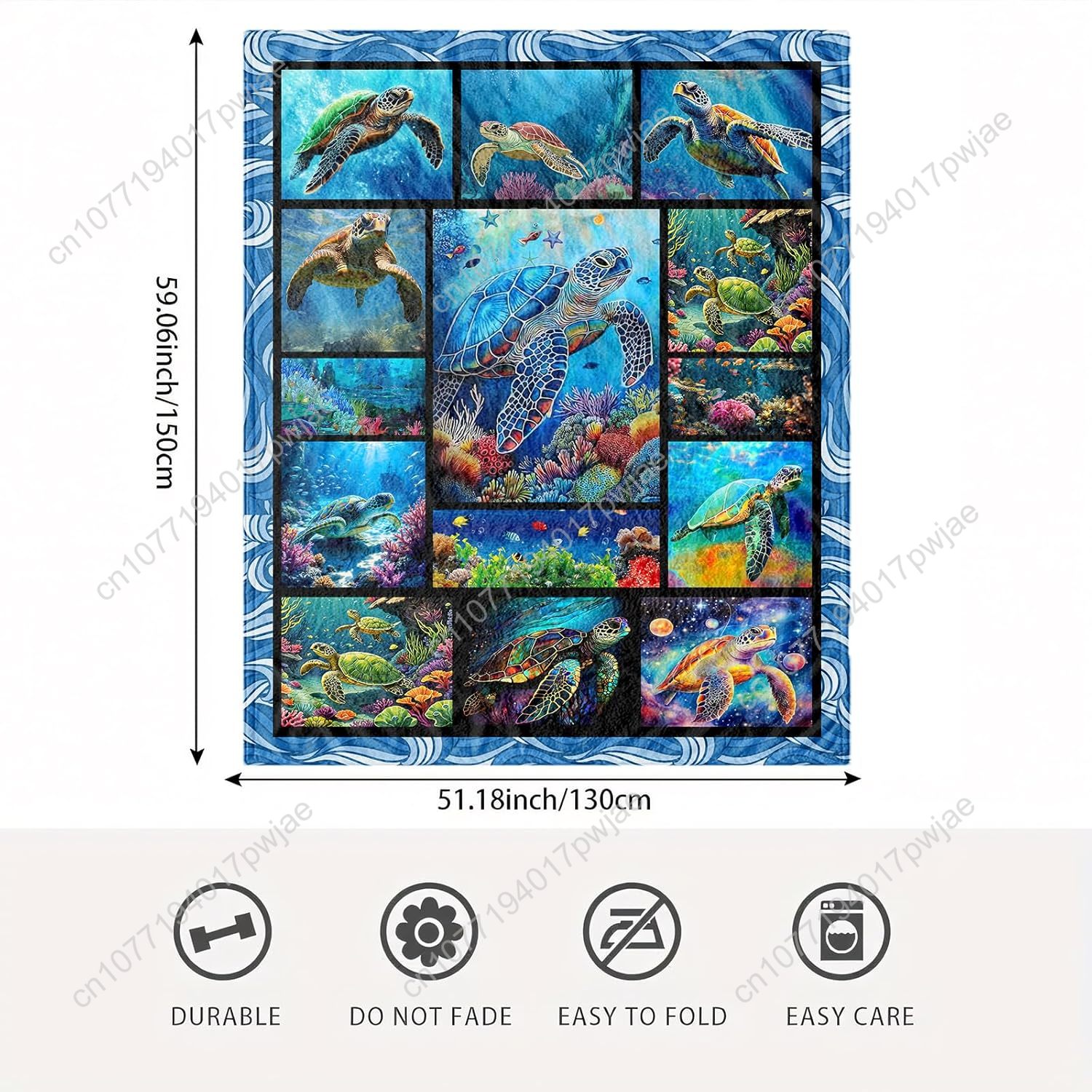 Sea Turtle Flannel Throw Blank - Home Decor Sofa reseña y precio