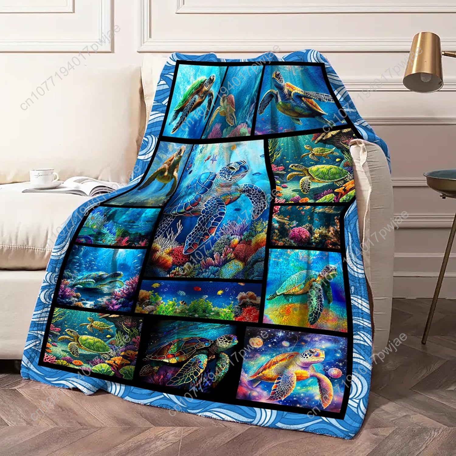 Sea Turtle Flannel Throw Blank - Home Decor Sofa reseña y precio