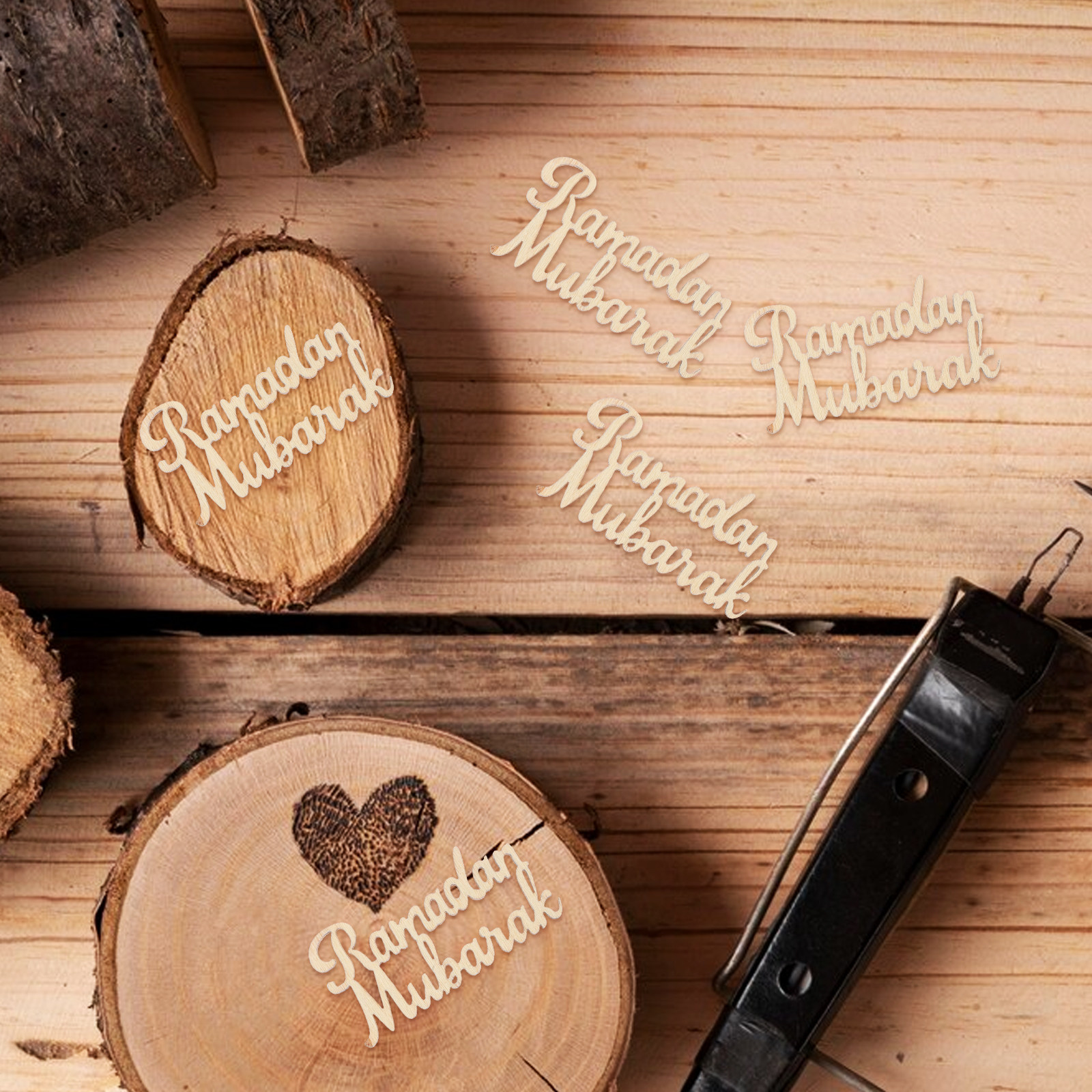 15Pcs Ramadan Mubarak Wooden D - Home Decor Ramadan reseña y precio
