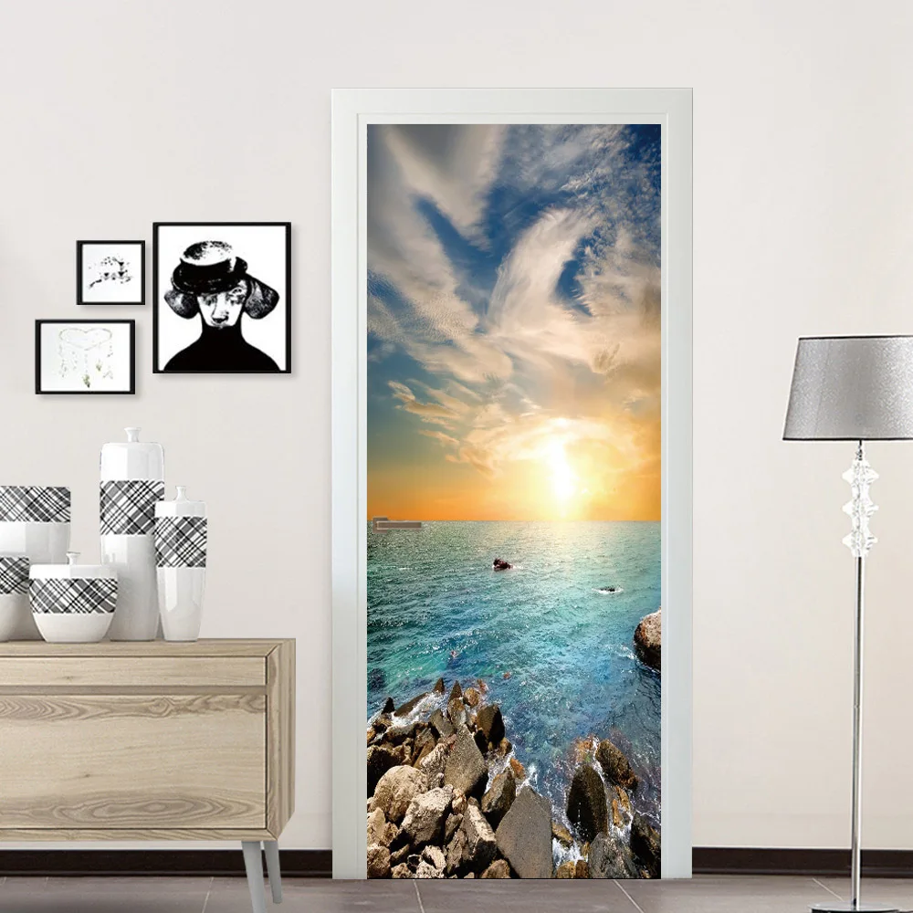 3D Sea View Beach Sea Gate sti - Home Decor On Sale reseña y precio