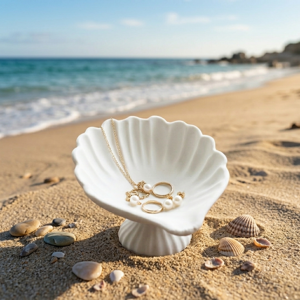 Seashell Jewelry Dish Trinket  - Home Decor White reseña y precio
