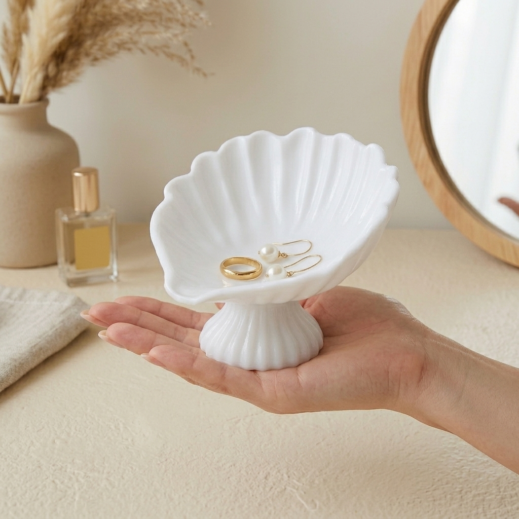 Seashell Jewelry Dish Trinket  - Home Decor White reseña y precio