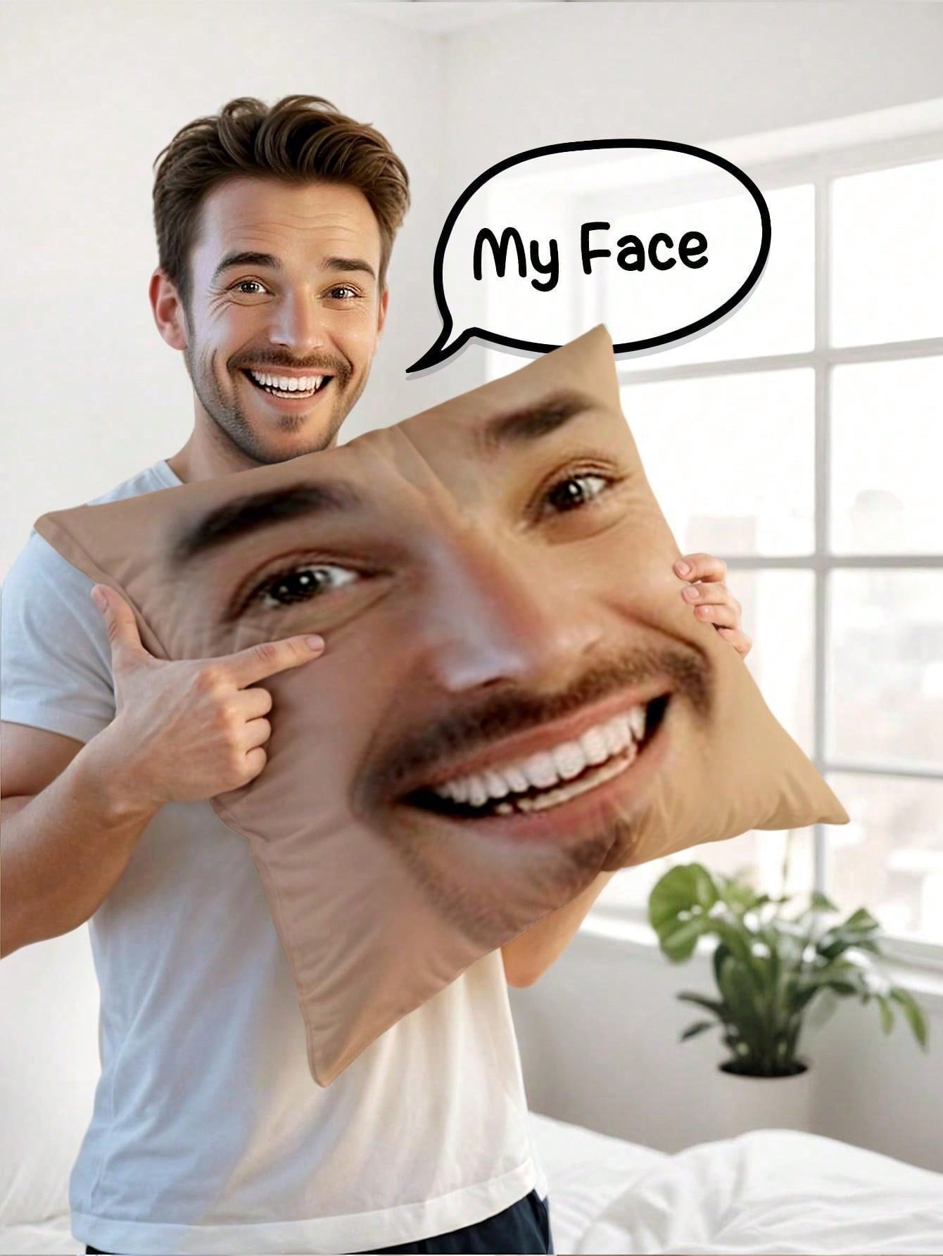 1pc Custom Face Square Pillow  - Home Decor Sofa reseña y precio