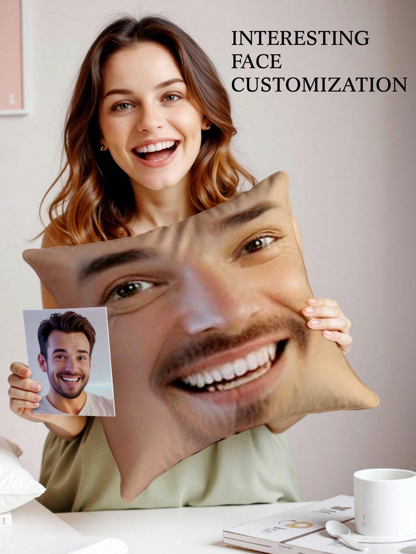 1pc Custom Face Square Pillow  - Home Decor Sofa reseña y precio