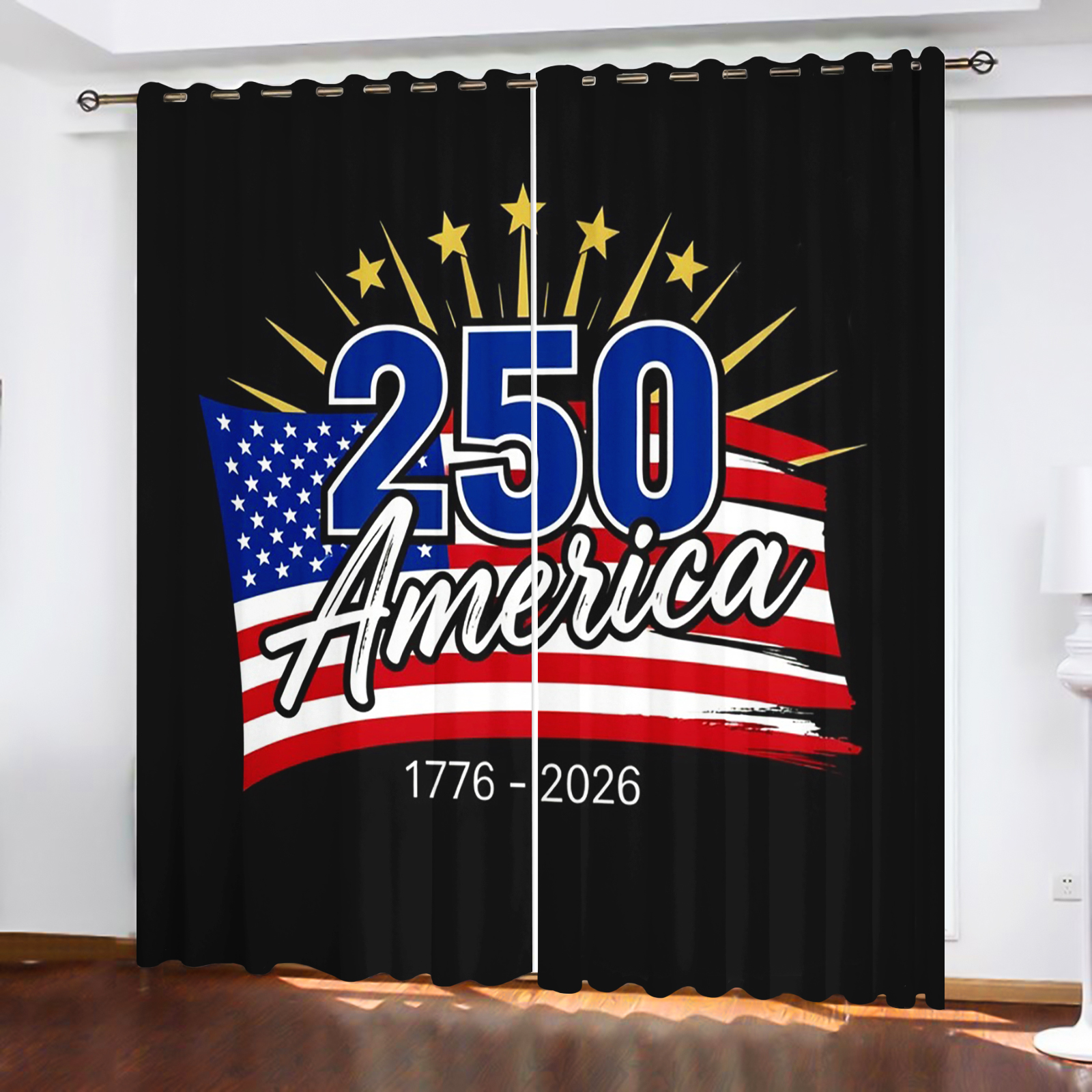 America 250th Anniversary Curt - Home Decor Curtains reseña y precio