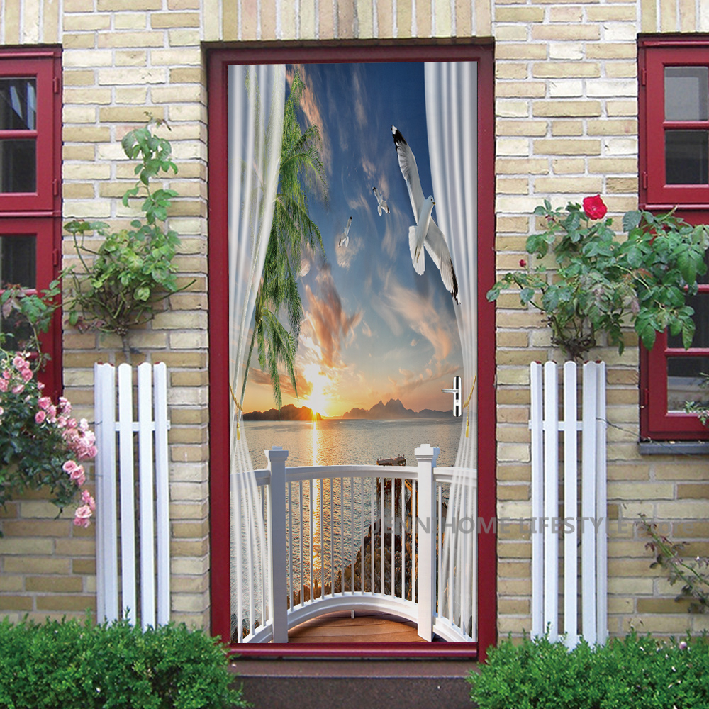 3D Landscape Door Stickers Rem - Home Decor On Sale reseña y precio