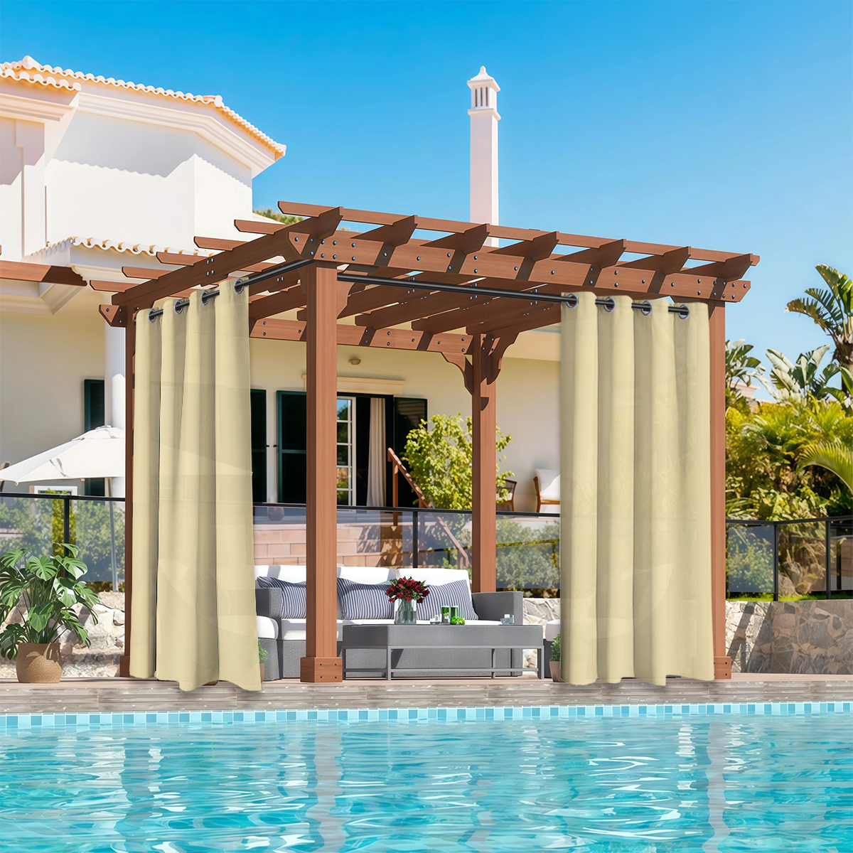 2 PCS Outdoor Light Filtering  - Home Decor Curtains reseña y precio