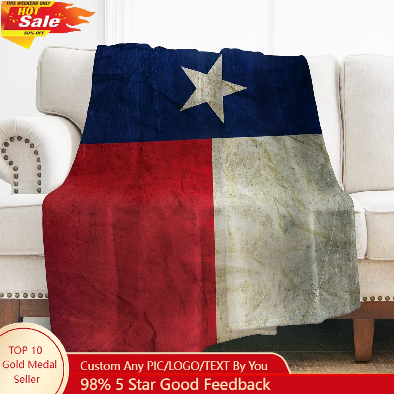 Levens Texas Flag Throw Blanke - Home Decor Sofa reseña y precio
