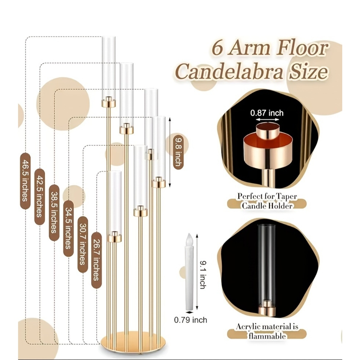 2 Sets Floor Candelabra 6 Arms - Home Decor Ramadan reseña y precio