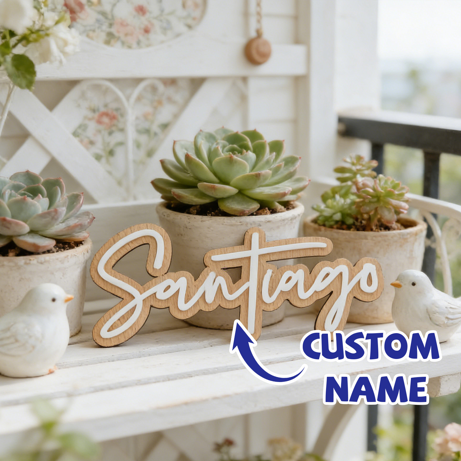 1Pc Custom Name Cute White Woo - Home Decor White reseña y precio