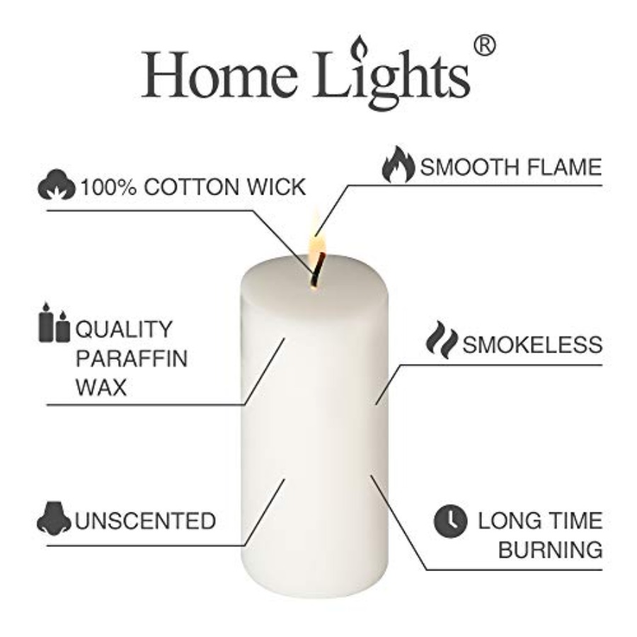 HomeLights Pillar Candles - 2. - Home Decor White reseña y precio
