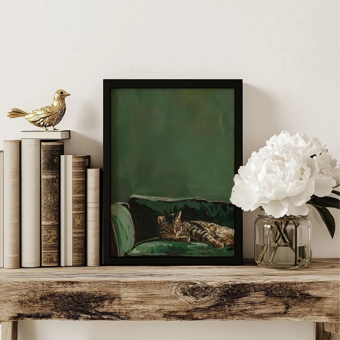 Sleepy Tabby Cat Art Print: Gr - Home Decor Sofa reseña y precio