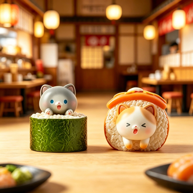 Kawaii Action Figure Sushi Cat - Home Decor Online reseña y precio