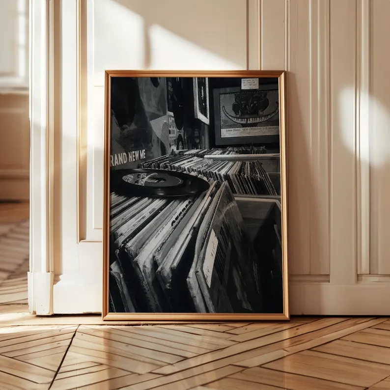 Modern Vinyl Record Store Blac - Home Decor White reseña y precio