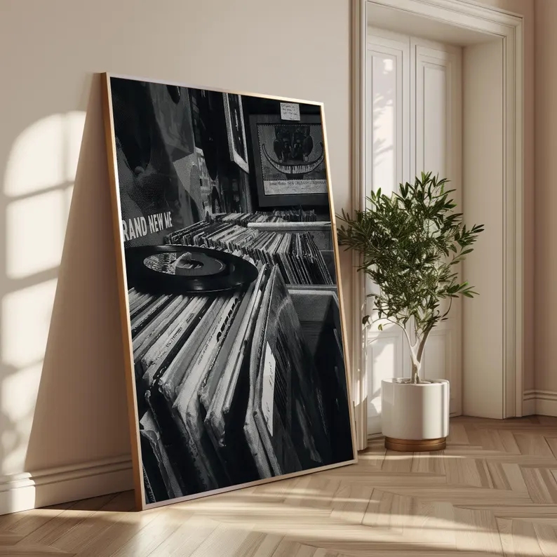 Modern Vinyl Record Store Blac - Home Decor White reseña y precio