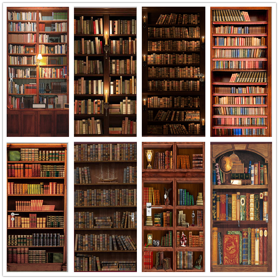 3D Door Wallpaper PVC Library  - Home Decor On Sale reseña y precio