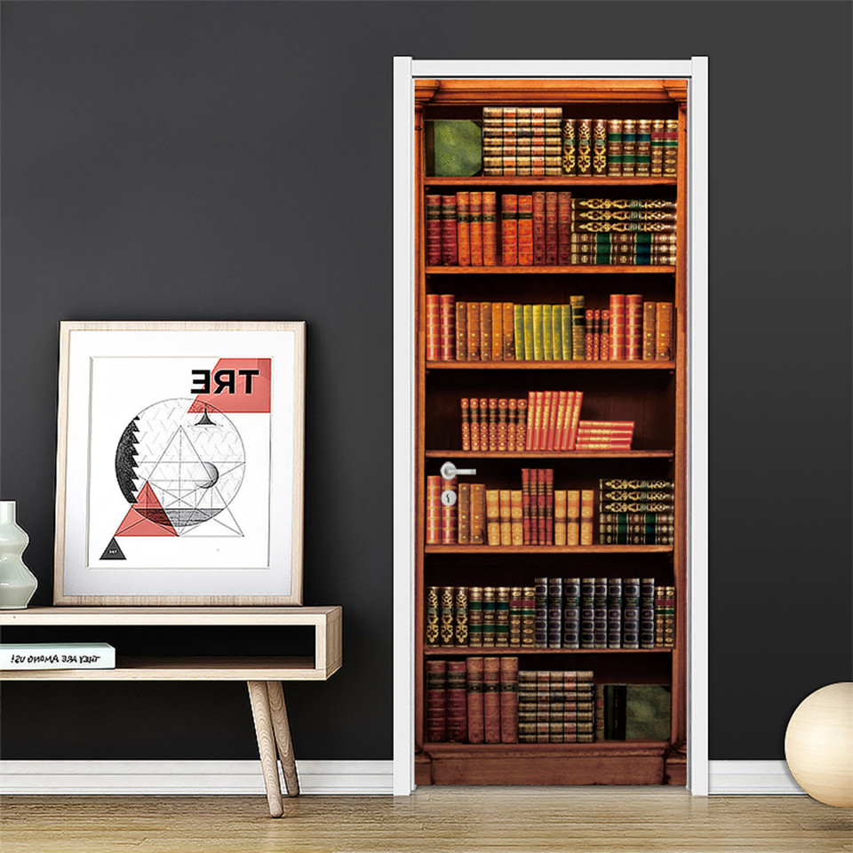 3D Door Wallpaper PVC Library  - Home Decor On Sale reseña y precio