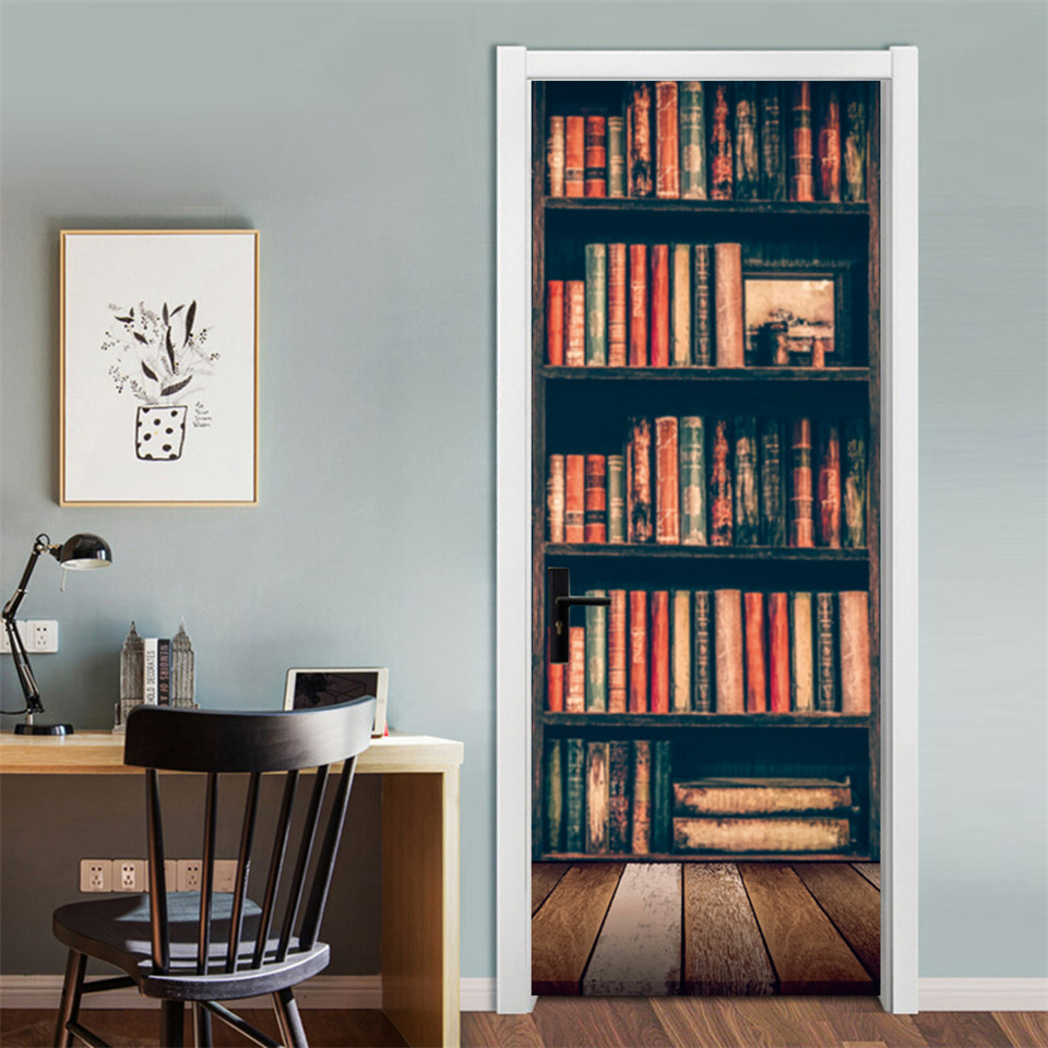 3D Door Wallpaper PVC Library  - Home Decor On Sale reseña y precio