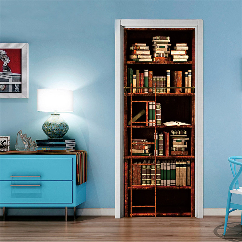 3D Door Wallpaper PVC Library  - Home Decor On Sale reseña y precio