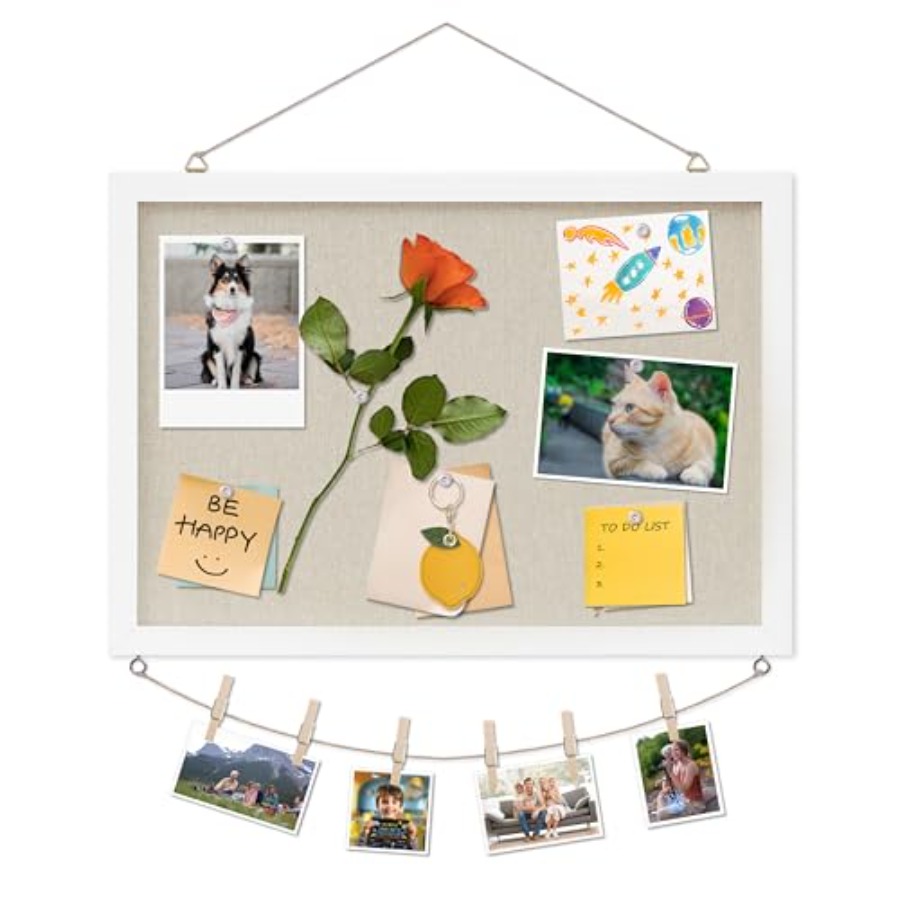 Cork Board with Linen White, B - Home Decor White reseña y precio