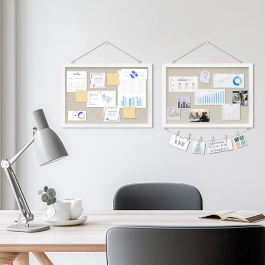 Cork Board with Linen White, B - Home Decor White reseña y precio