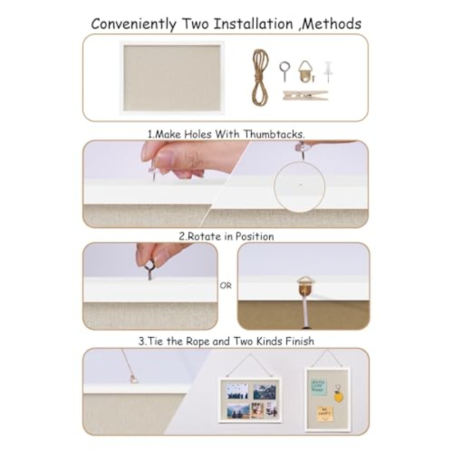 Cork Board with Linen White, B - Home Decor White reseña y precio