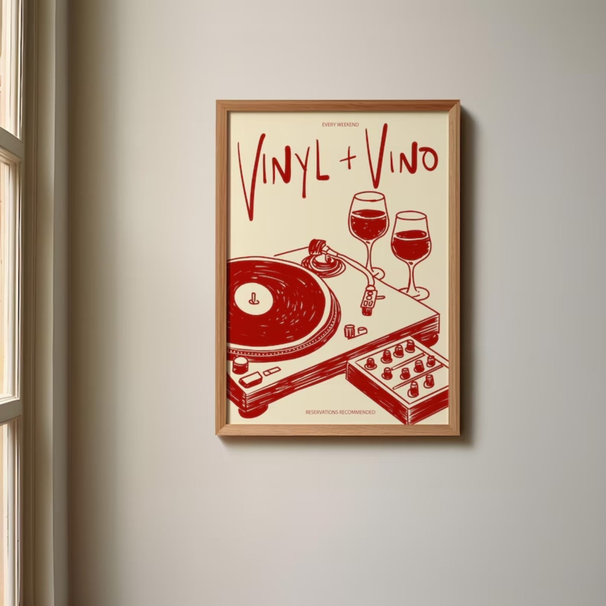 Vinyl & Vino Music Illustratio - Home Decor Online reseña y precio