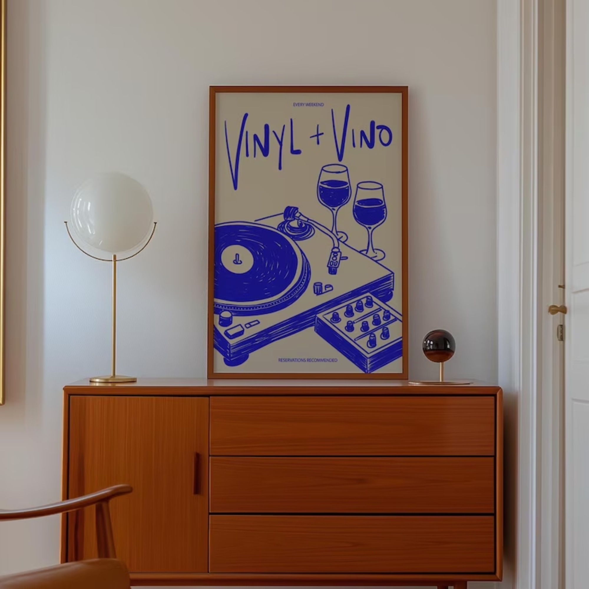 Vinyl & Vino Music Illustratio - Home Decor Online reseña y precio