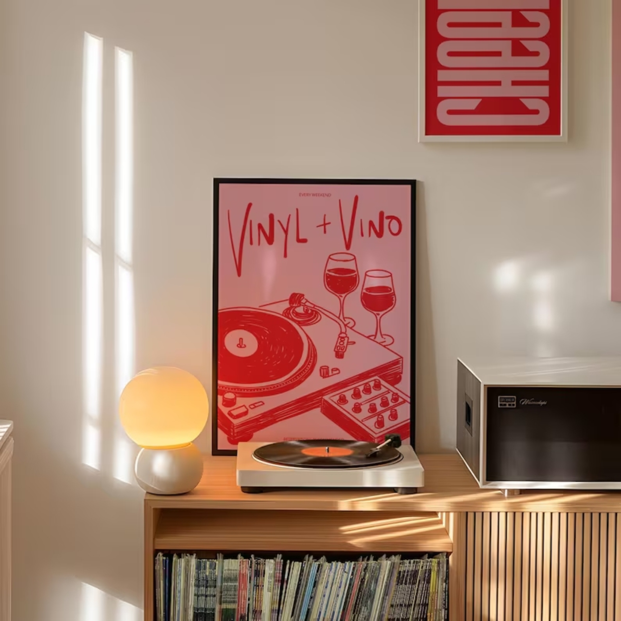 Vinyl & Vino Music Illustratio - Home Decor Online reseña y precio