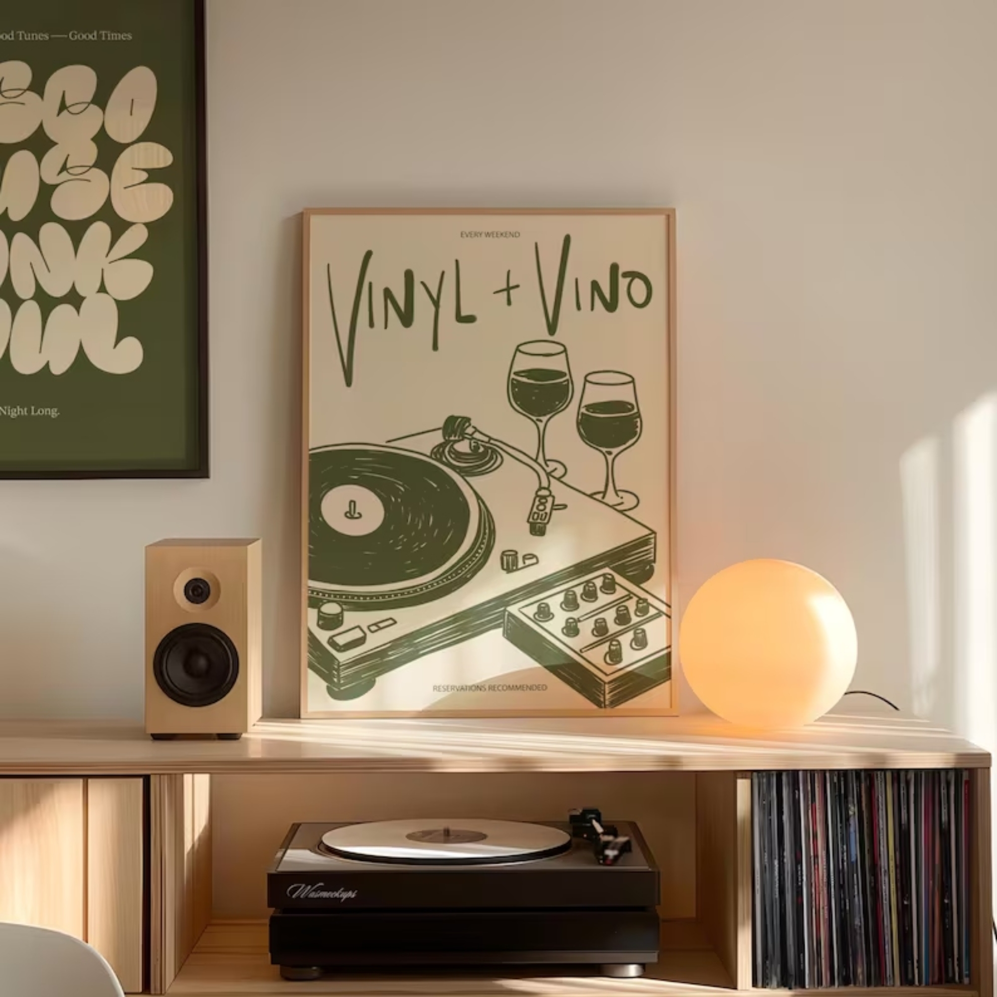 Vinyl & Vino Music Illustratio - Home Decor Online reseña y precio
