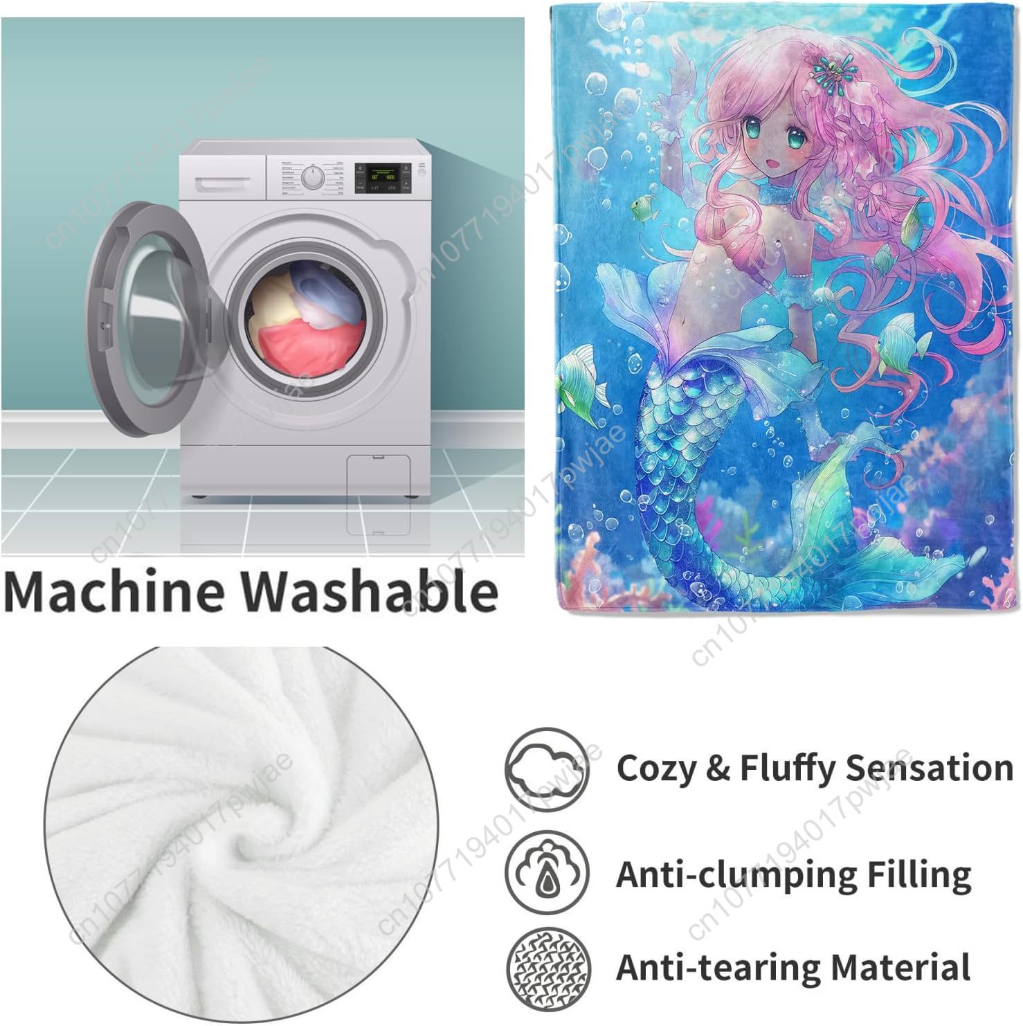 Cute Mermaid Blanket Cartoon F - Home Decor Sofa reseña y precio