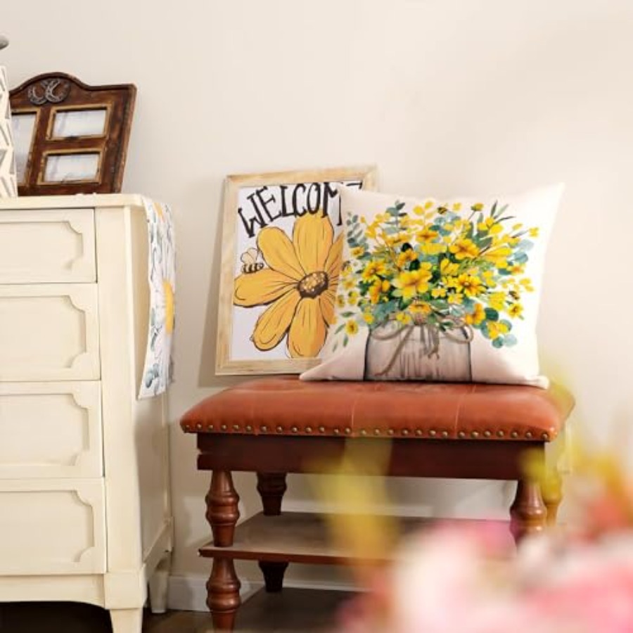 Spring Pillow Cover 18x18 Inch - Home Decor Sofa reseña y precio